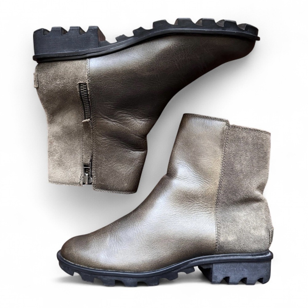 Sorel Phoenix Zip Boots Women's 9 Olive Green Leather Suede Waterproof Winter - Picture 4 of 16
